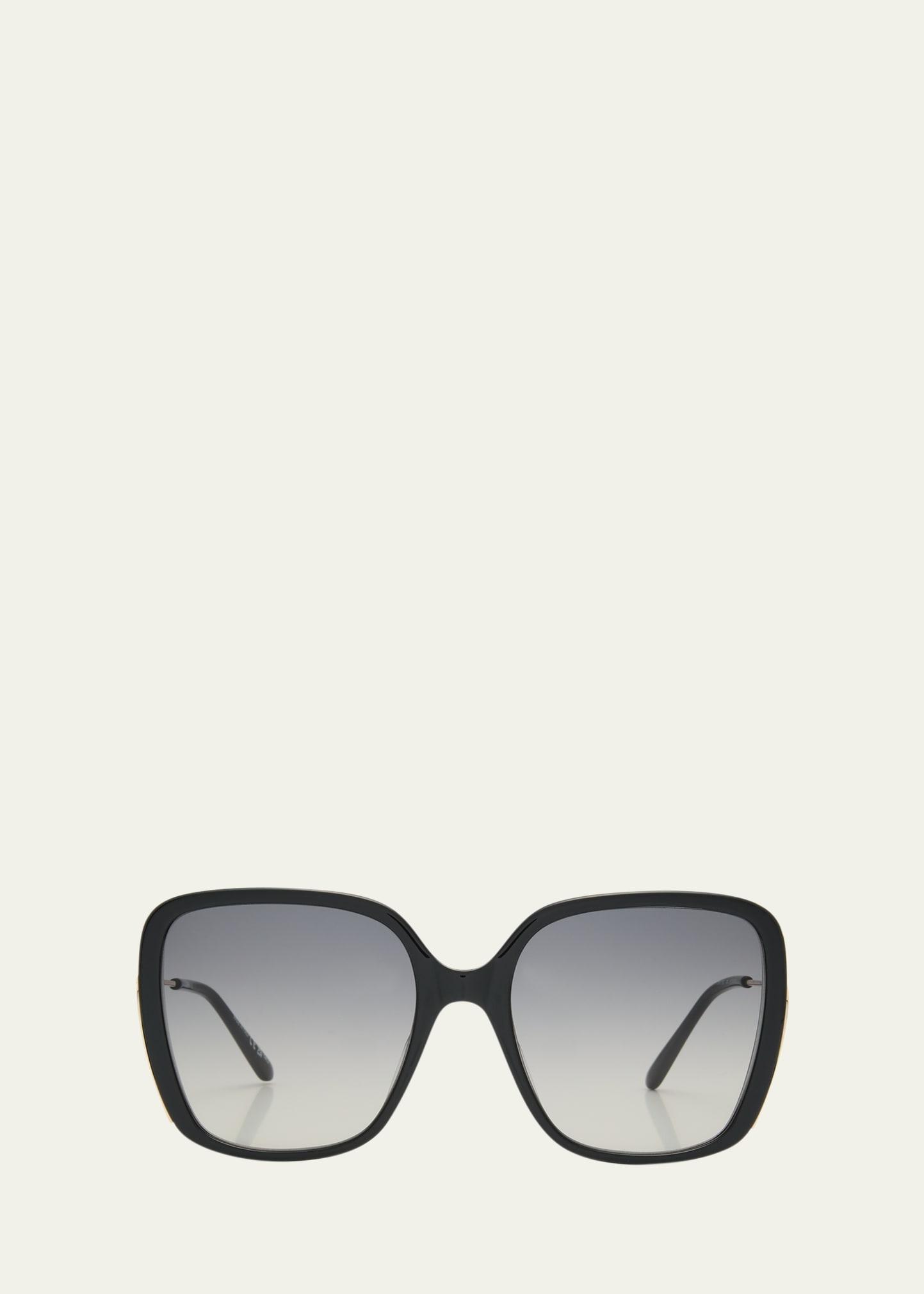 square acetate and metal sunglasses