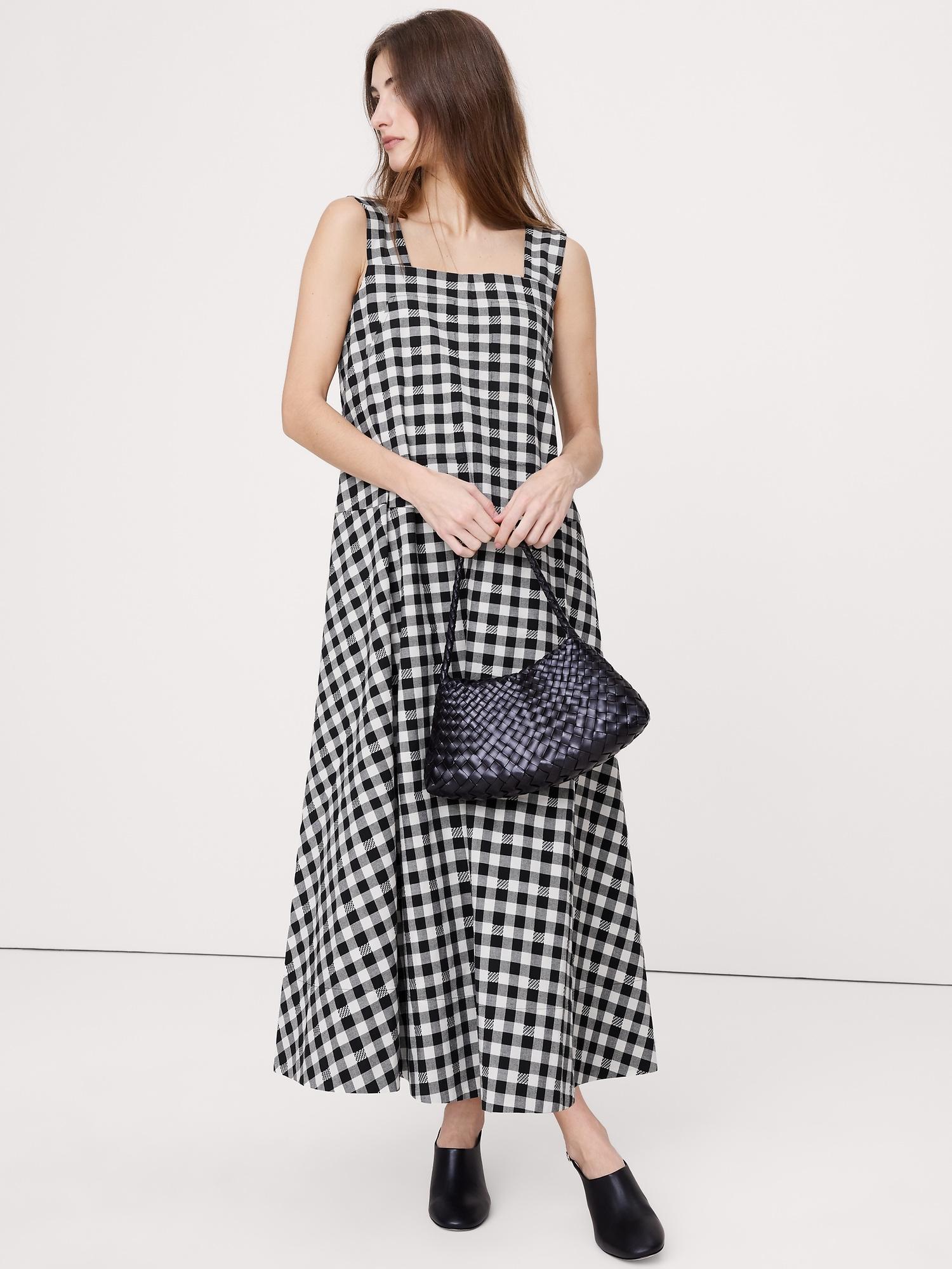square-neck apron maxi dress