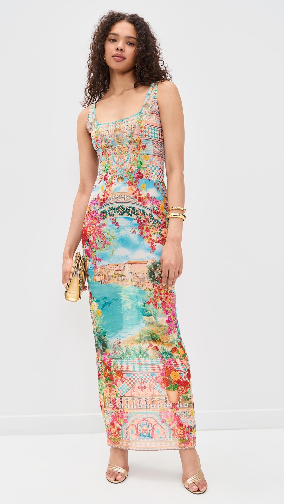 square neck beach maxi dress with low back