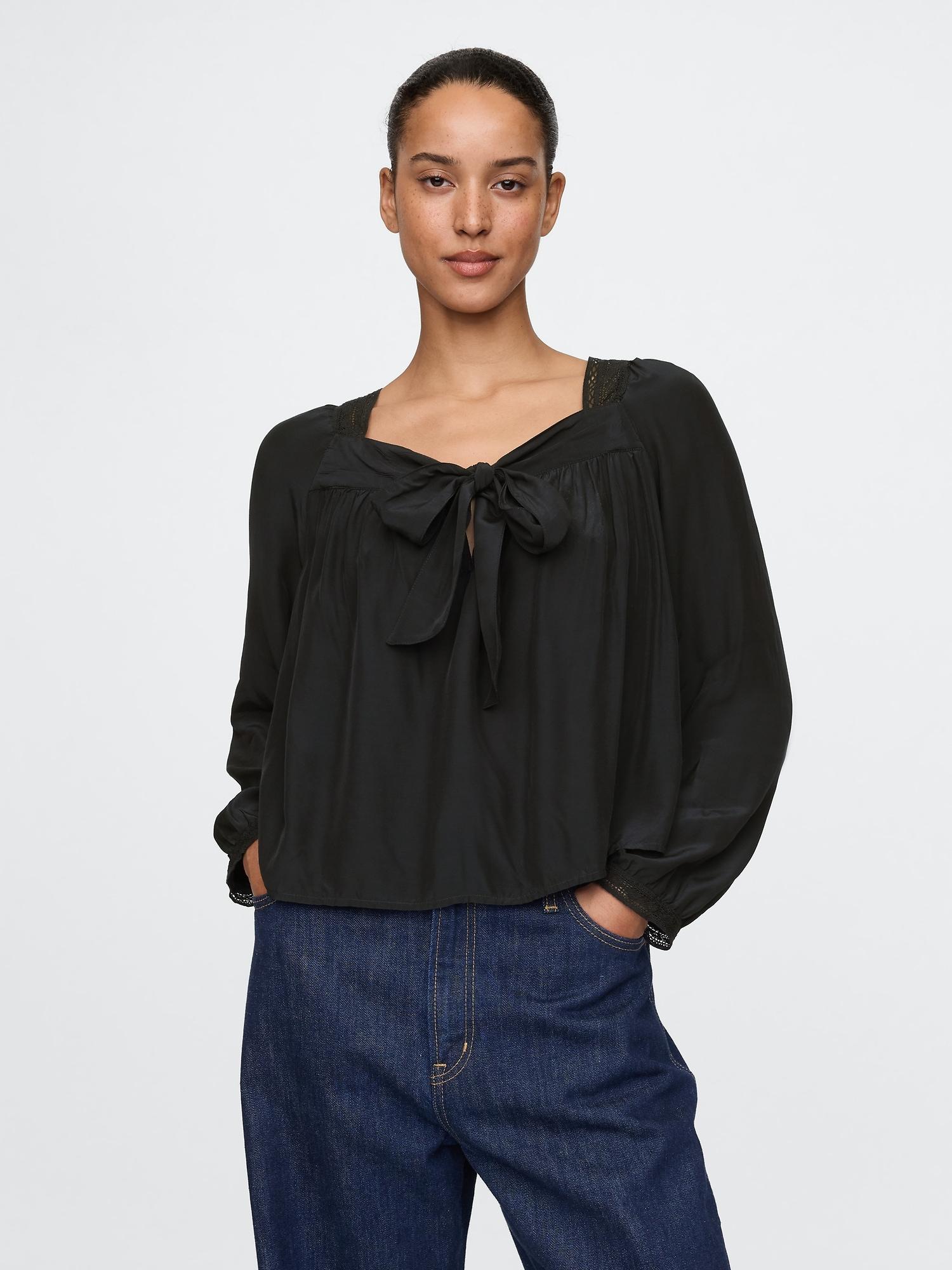 square-neck bow crop top