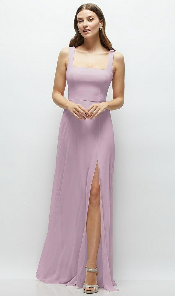 square neck chiffon maxi dress with circle skirt