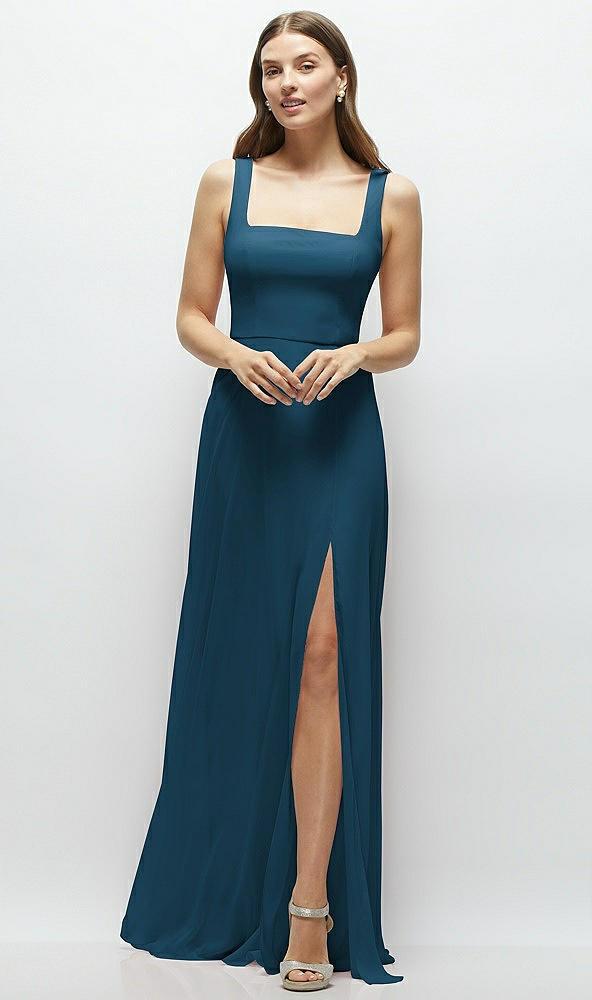 square neck chiffon maxi dress with circle skirt