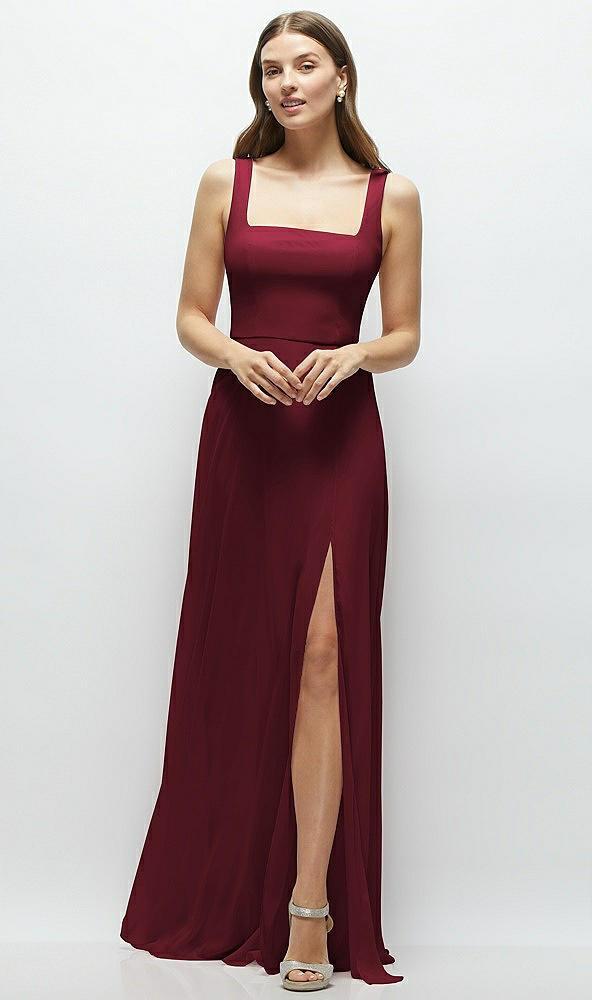 square neck chiffon maxi dress with circle skirt
