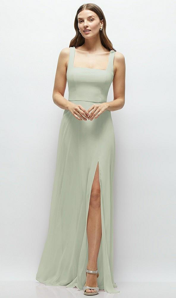 square neck chiffon maxi dress with circle skirt