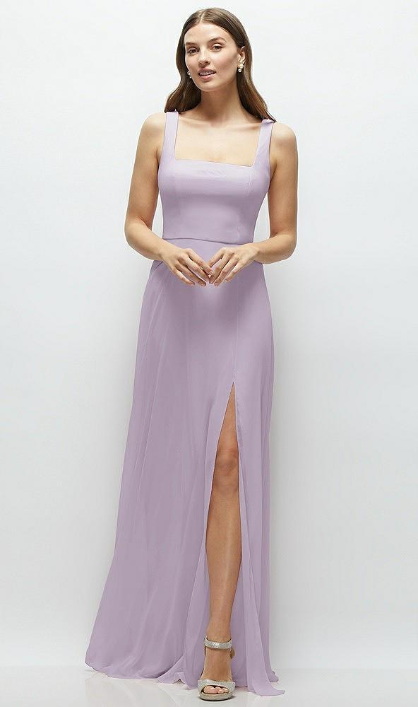 square neck chiffon maxi dress with circle skirt