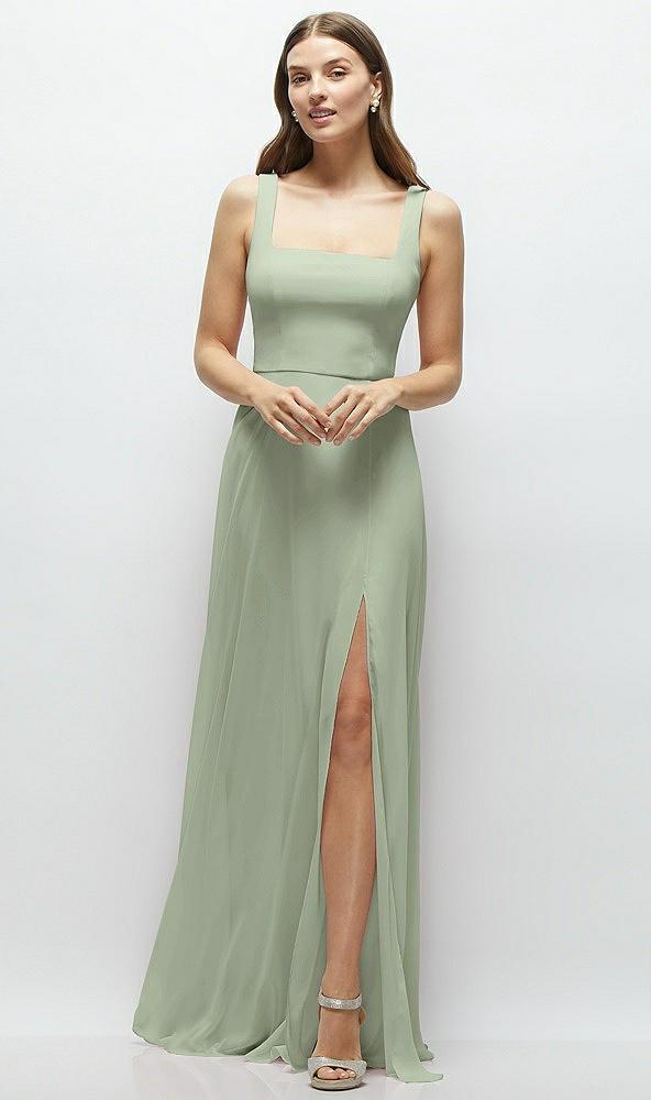 square neck chiffon maxi dress with circle skirt