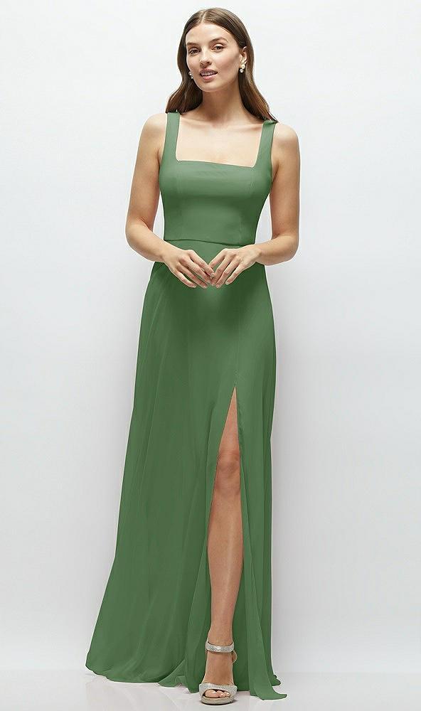 square neck chiffon maxi dress with circle skirt