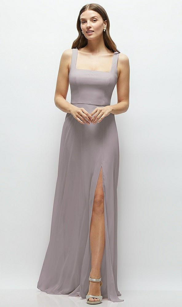 square neck chiffon maxi dress with circle skirt