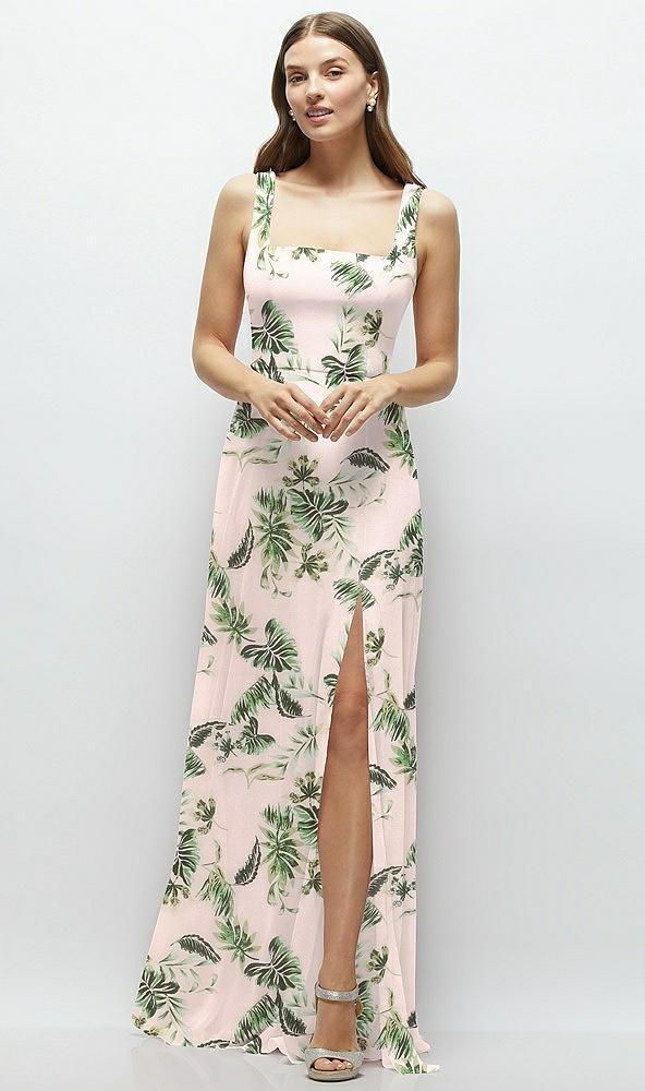 square neck chiffon maxi dress with circle skirt