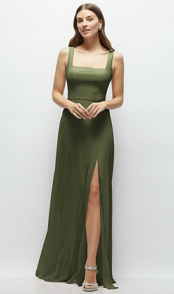 square neck chiffon maxi dress with circle skirt
