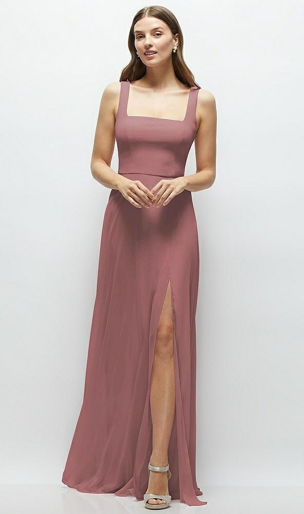 square neck chiffon maxi dress with circle skirt