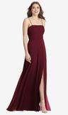 square neck chiffon maxi dress with front slit - elliott