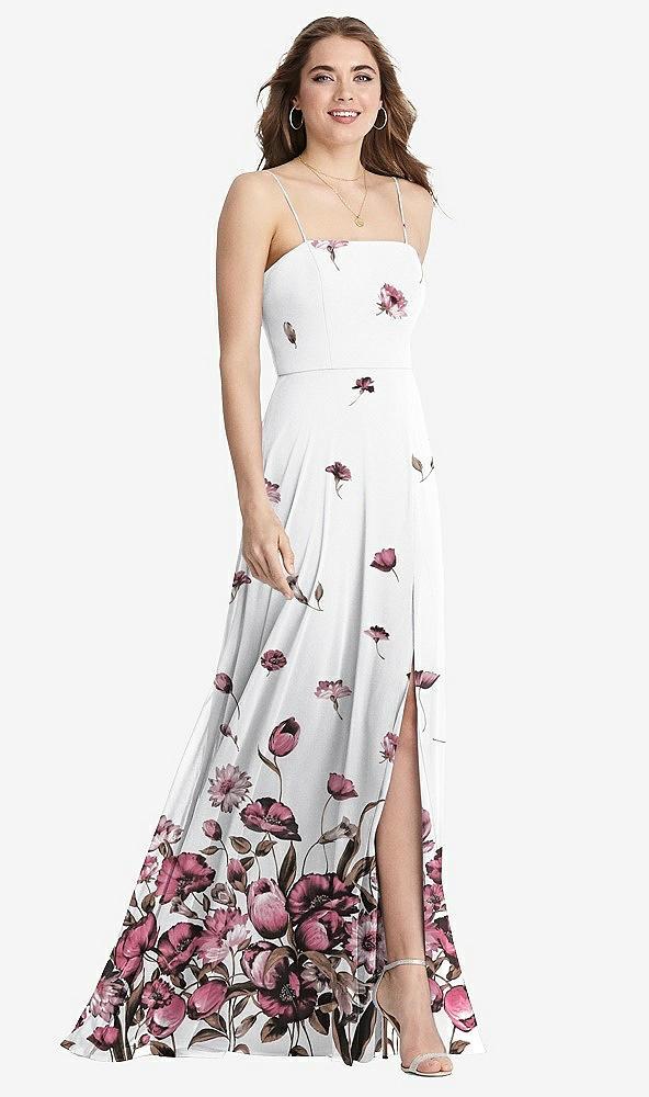 square neck chiffon maxi dress with front slit - elliott