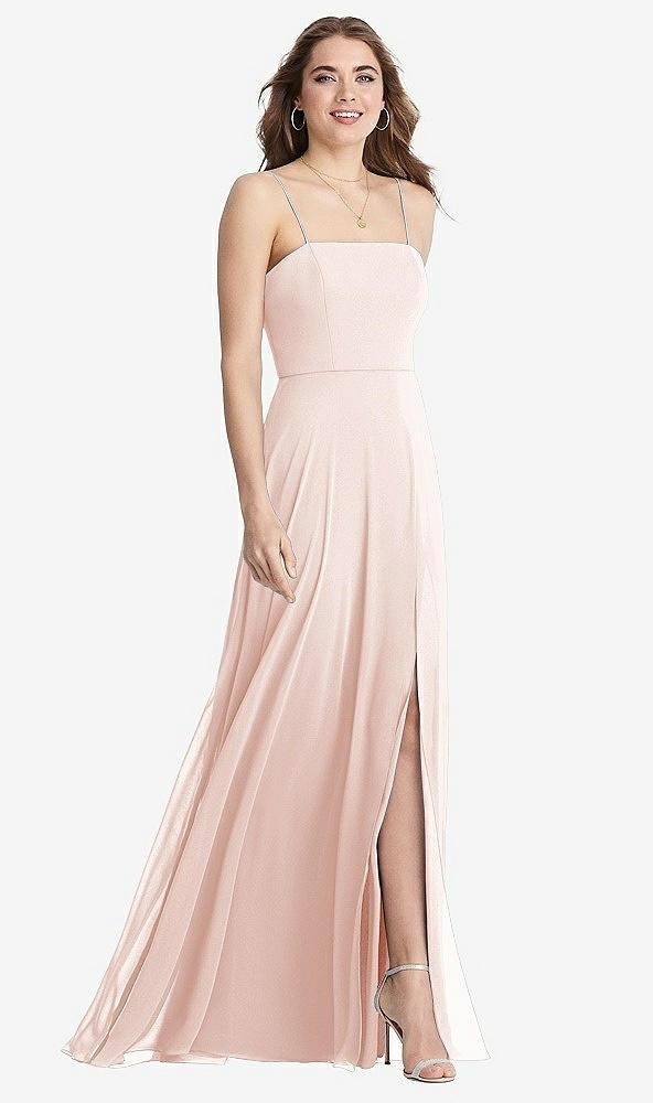 square neck chiffon maxi dress with front slit - elliott