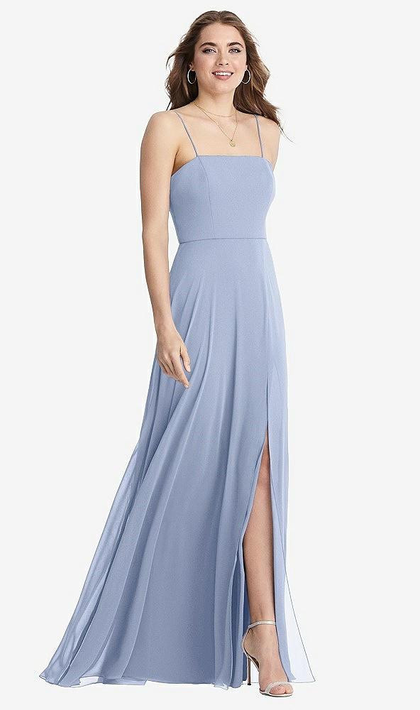 square neck chiffon maxi dress with front slit - elliott