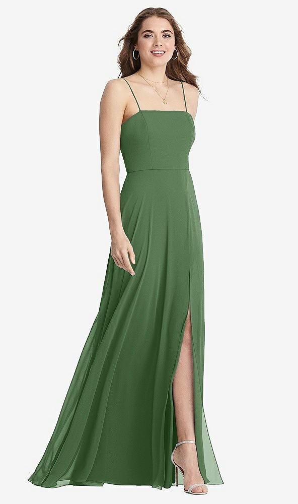 square neck chiffon maxi dress with front slit - elliott