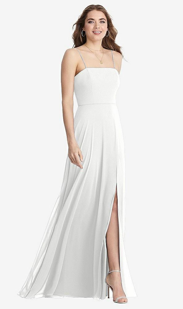square neck chiffon maxi dress with front slit - elliott