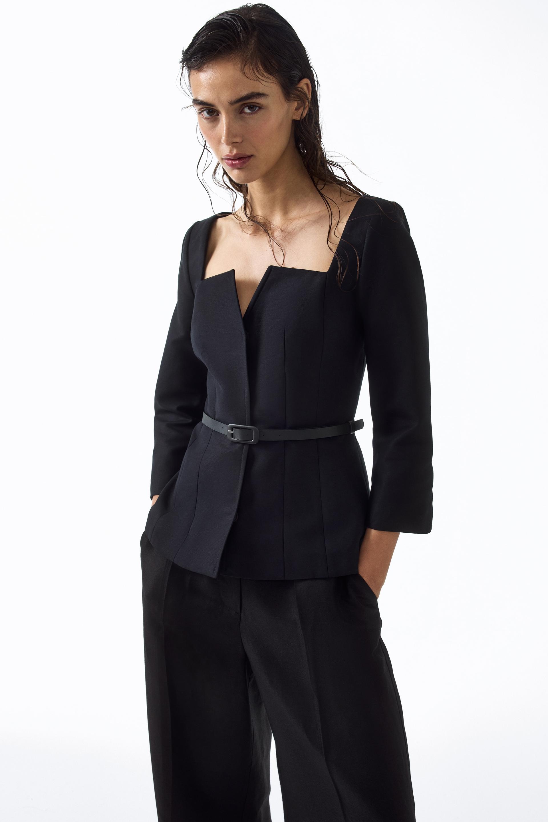 square-neck cotton jacket