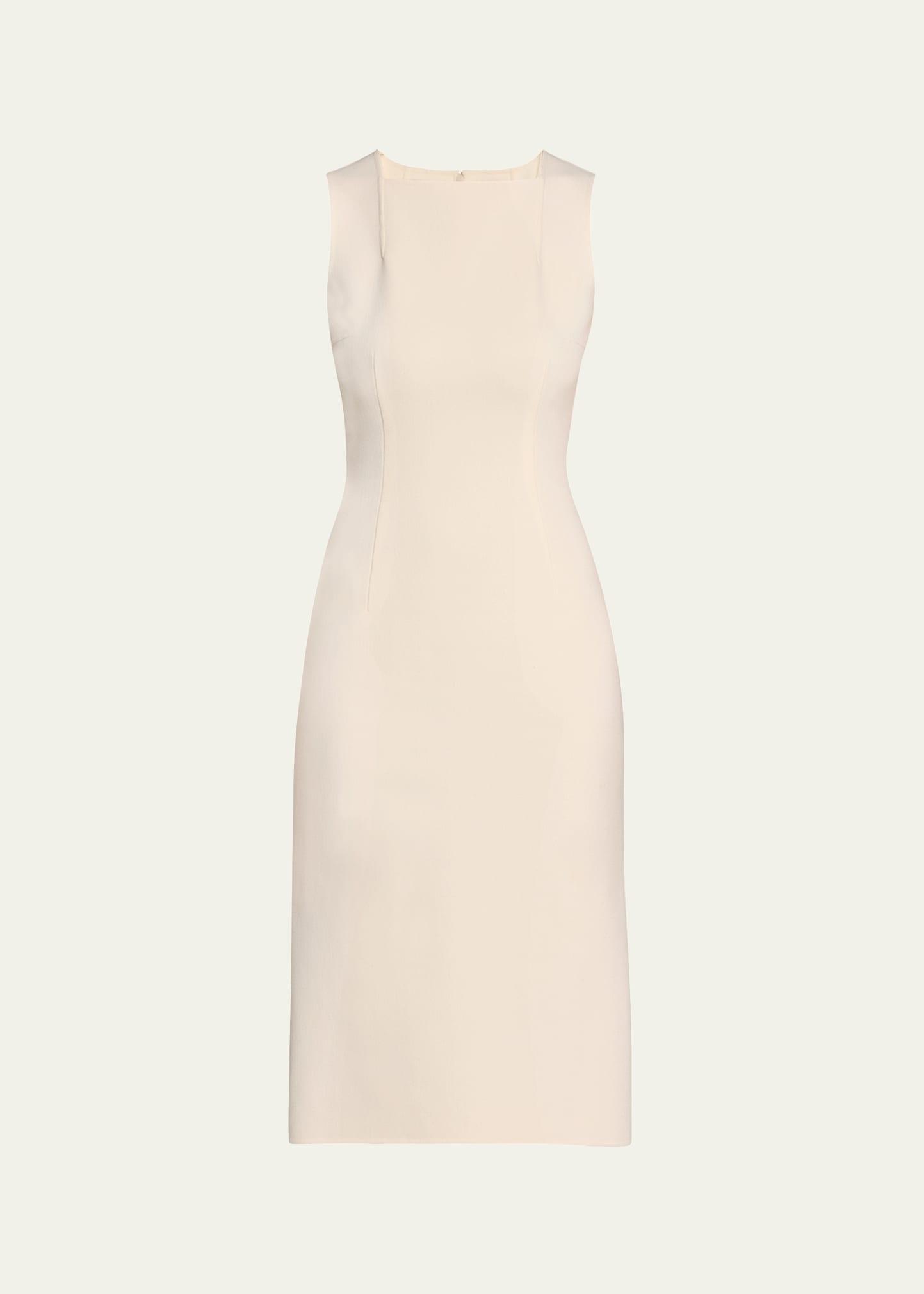 square-neck crepe sheath dress
