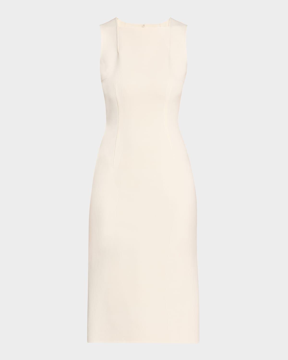 square-neck crepe sheath dress