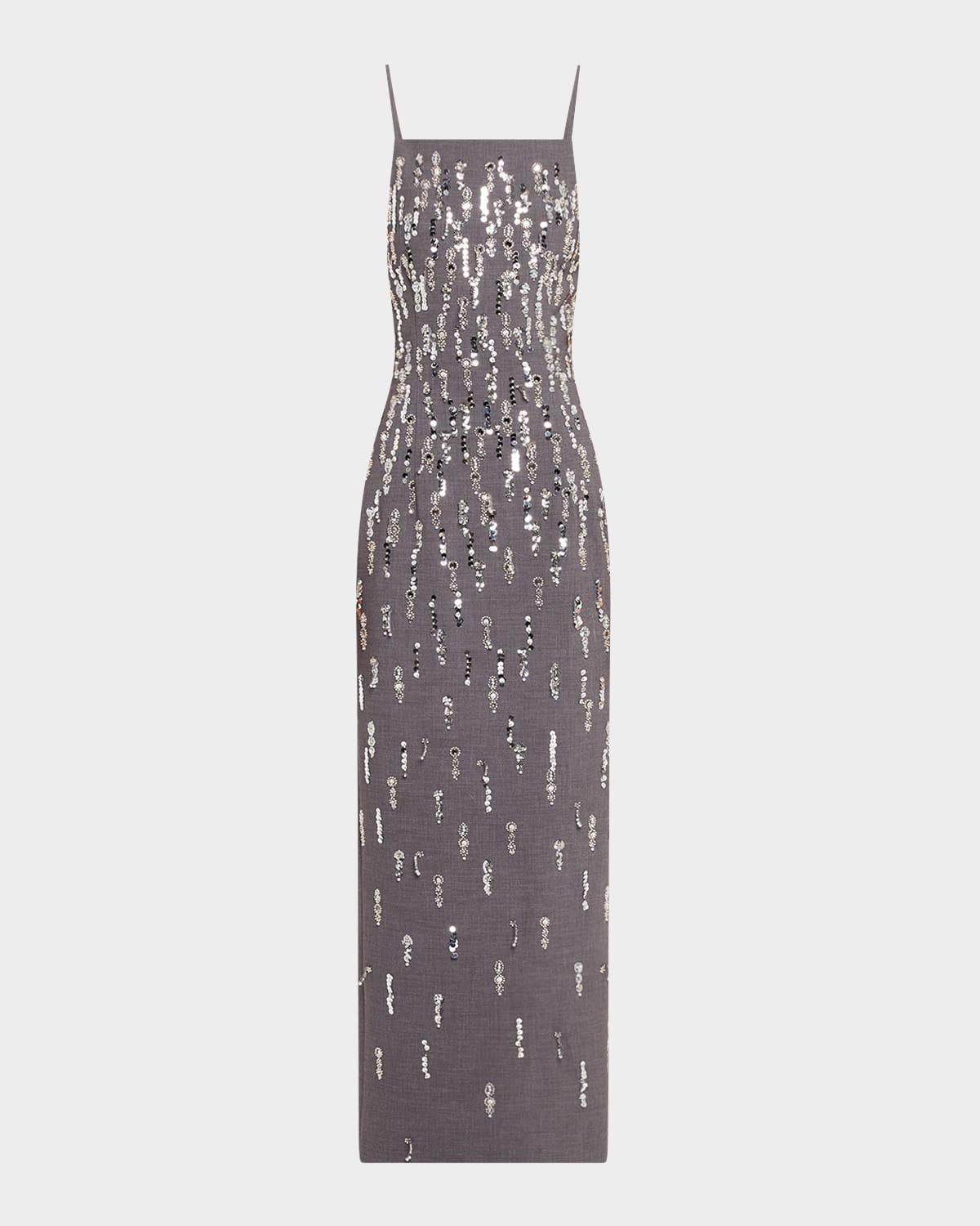 square-neck crystal tubino gown