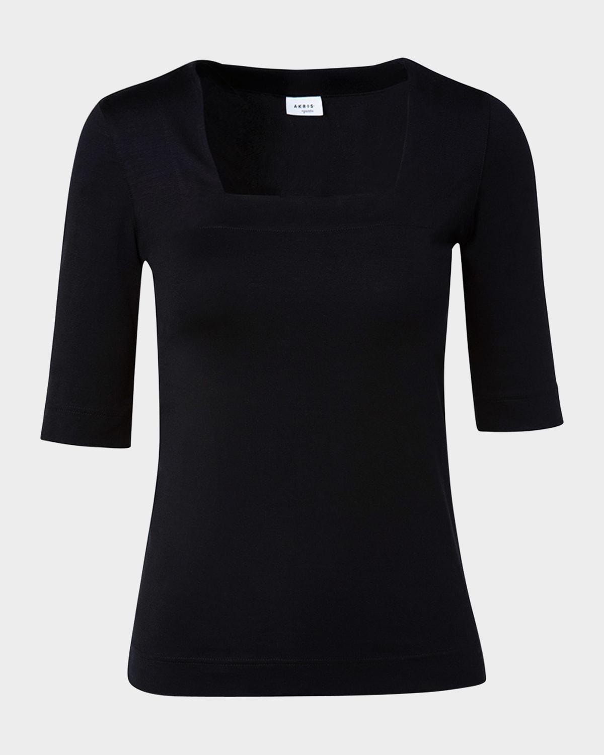 square-neck jersey top