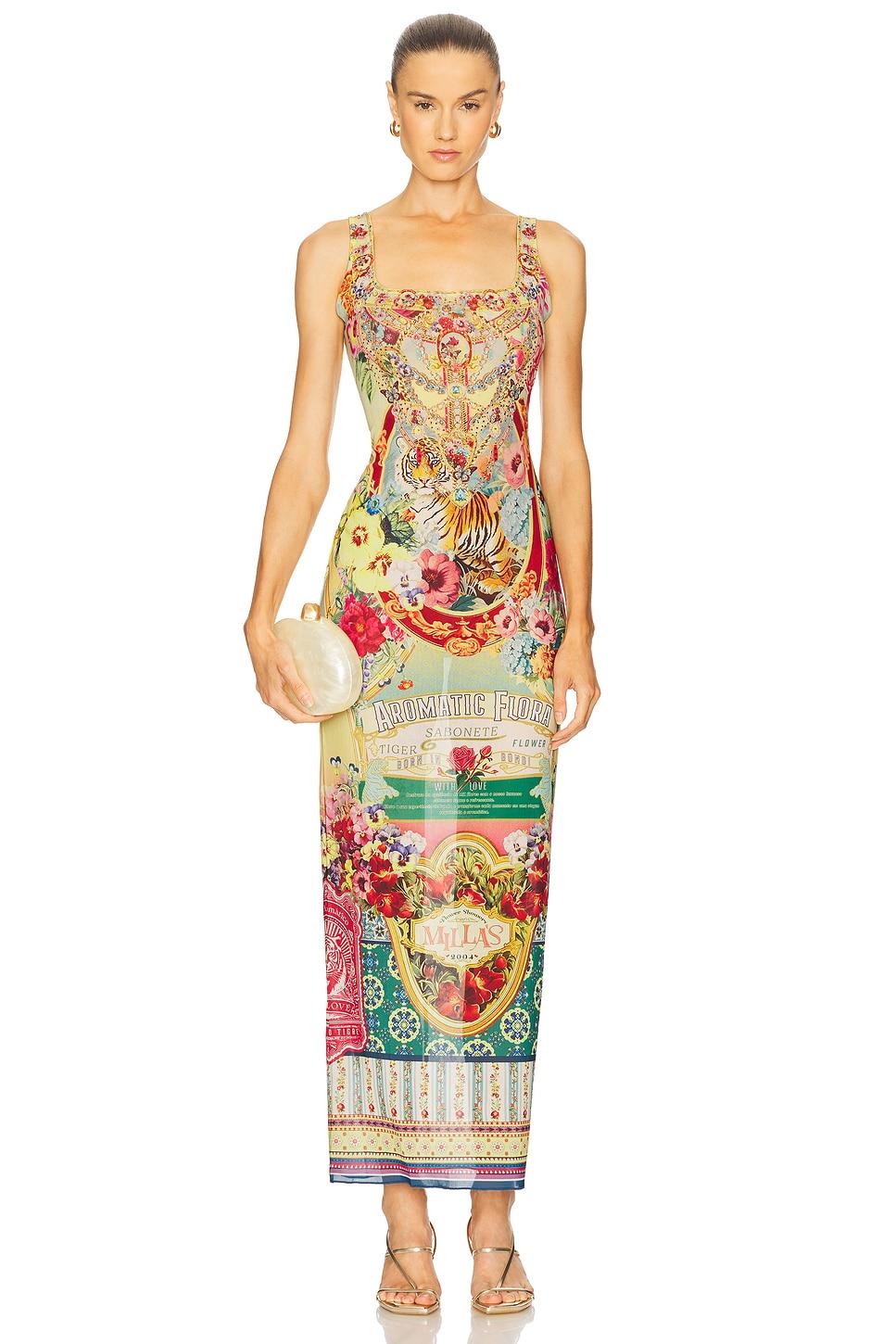 square neck long dress