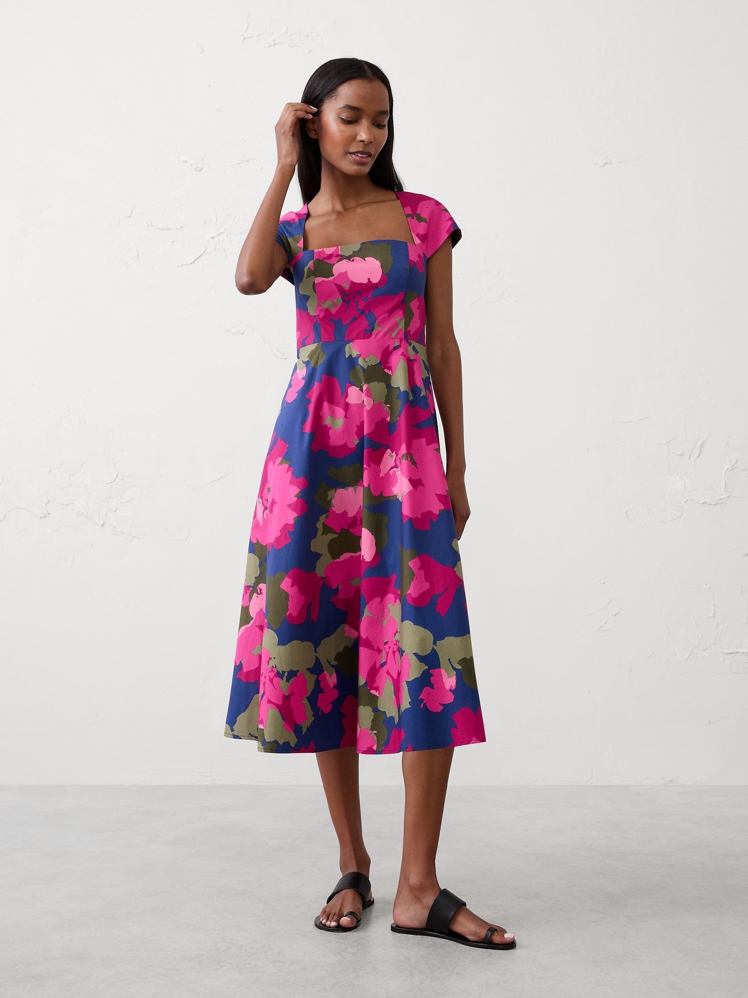 square-neck midi dress