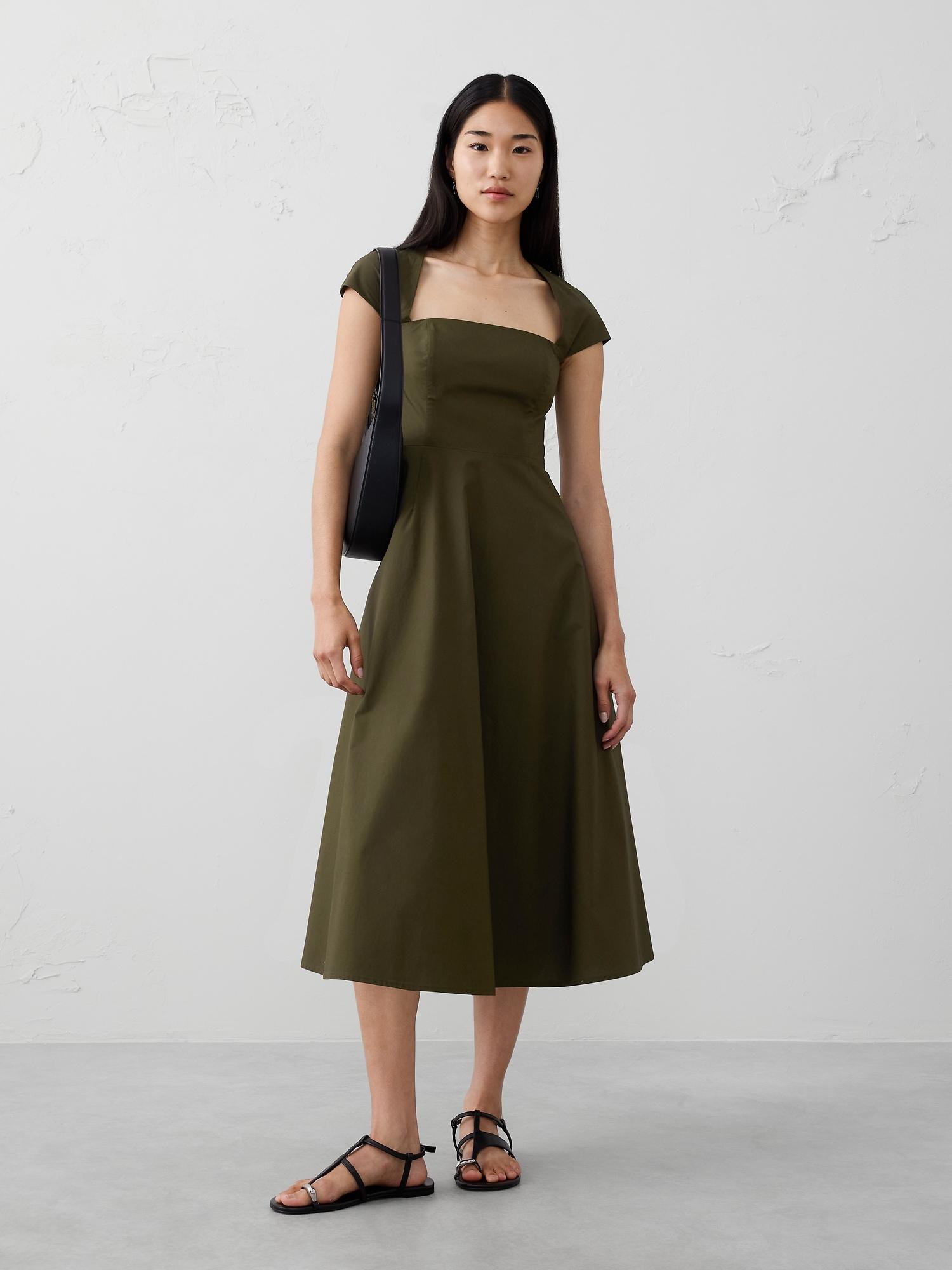 square-neck midi dress