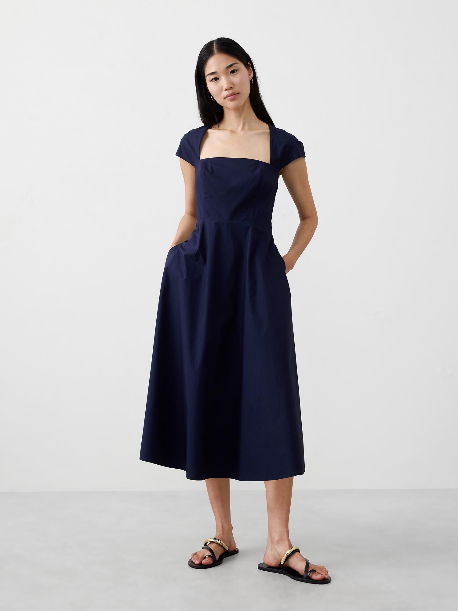 square-neck midi dress