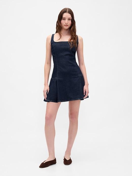square-neck pleated mini dress