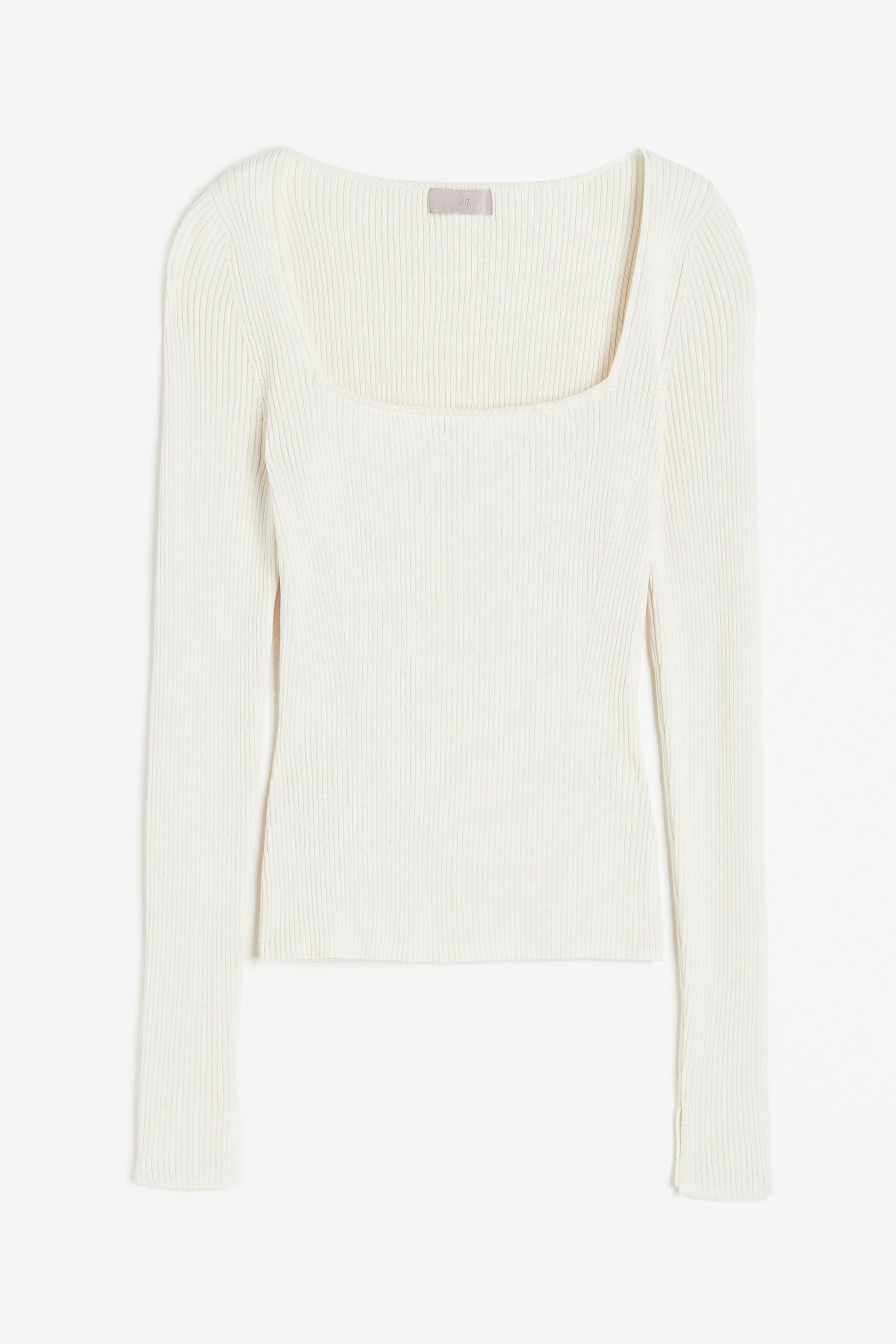 square-neck rib-knit top