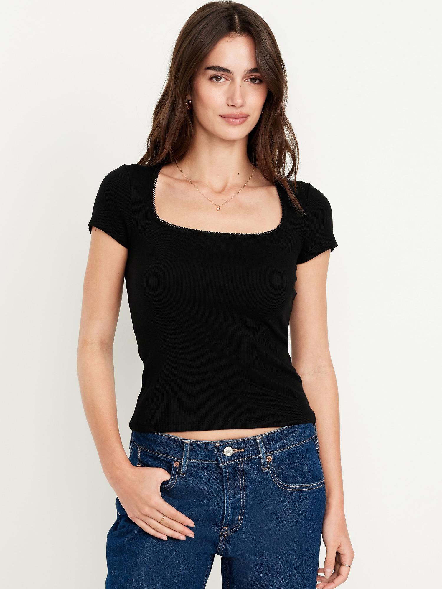 square-neck ribbed t-shirt