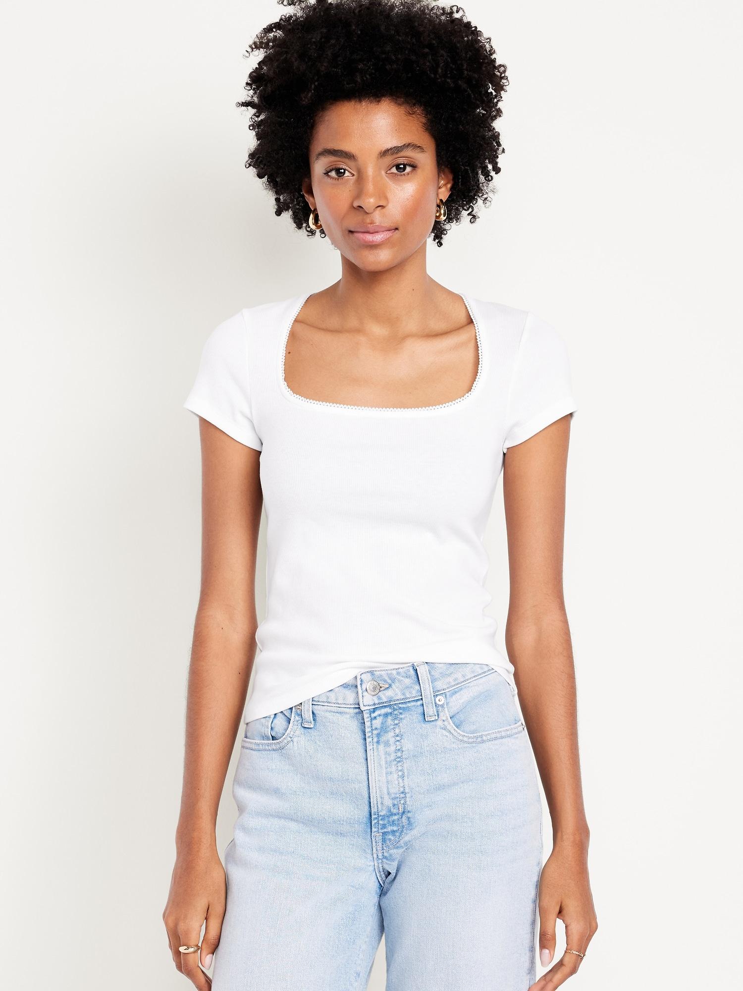 square-neck ribbed t-shirt