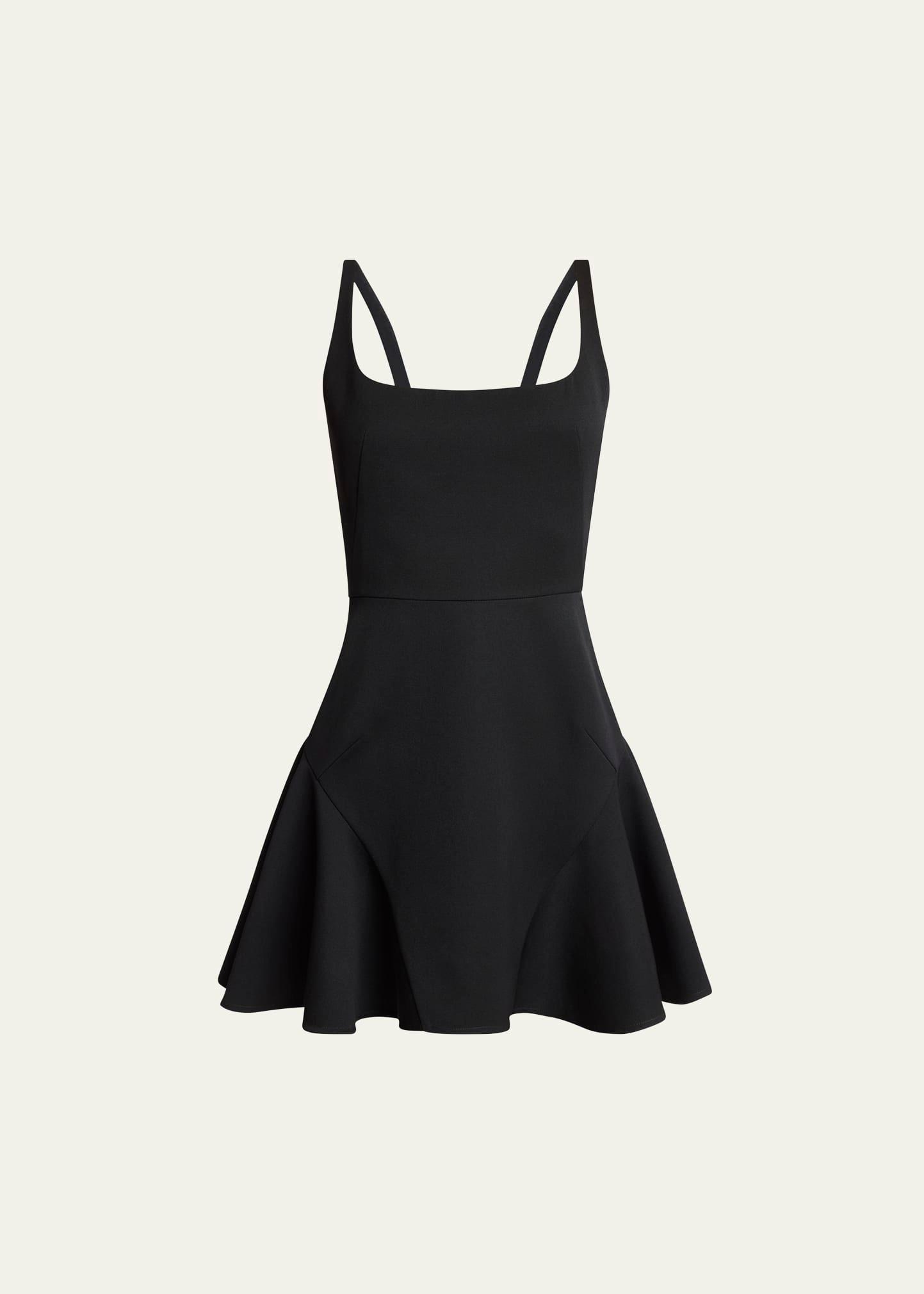 square-neck sleeveless ruffle fluted mini dress