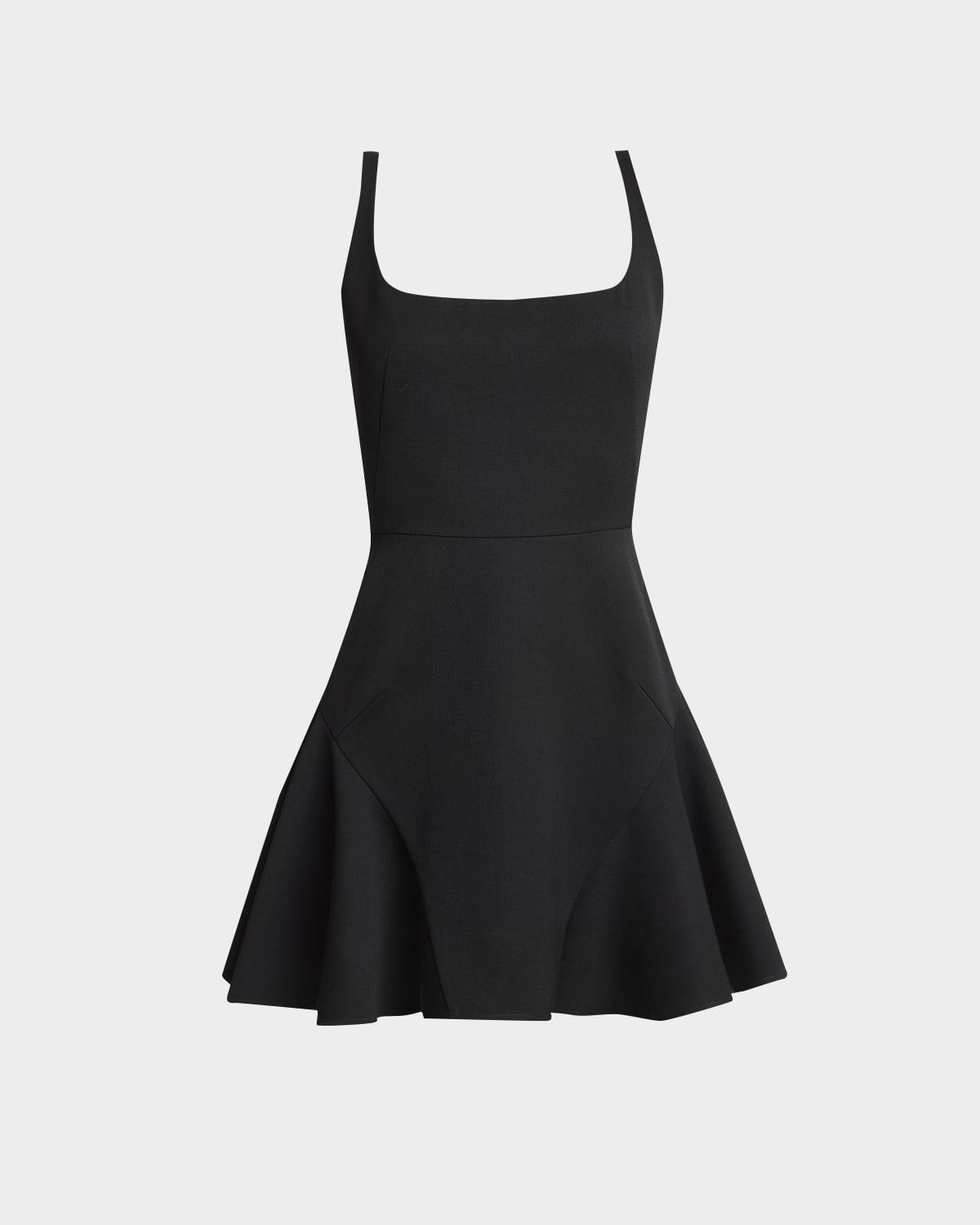square-neck sleeveless ruffle fluted mini dress