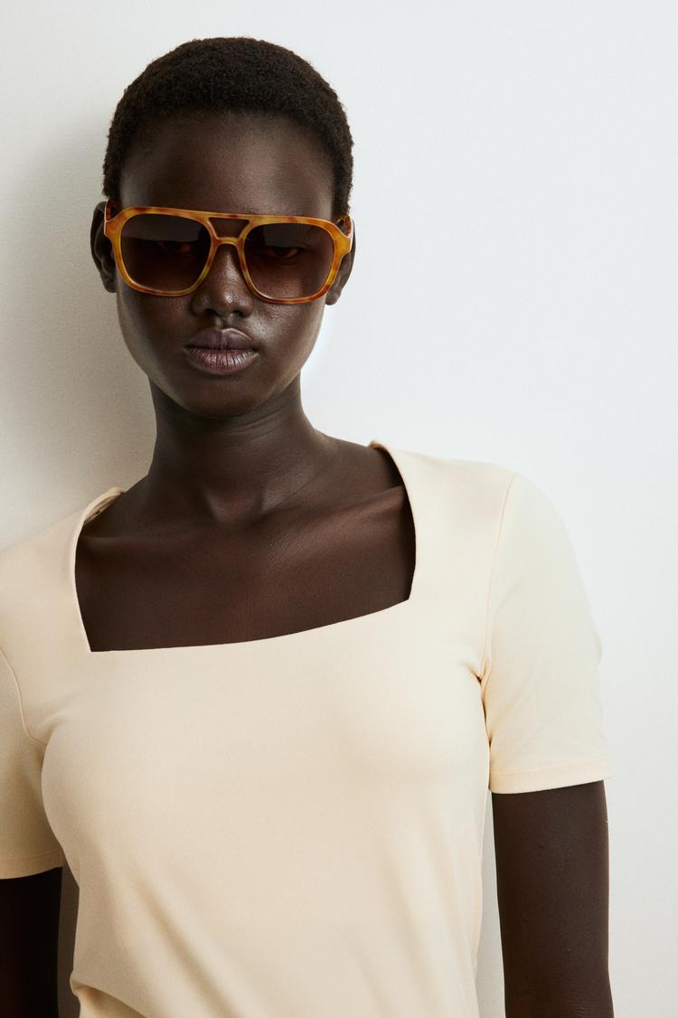 square-neck top