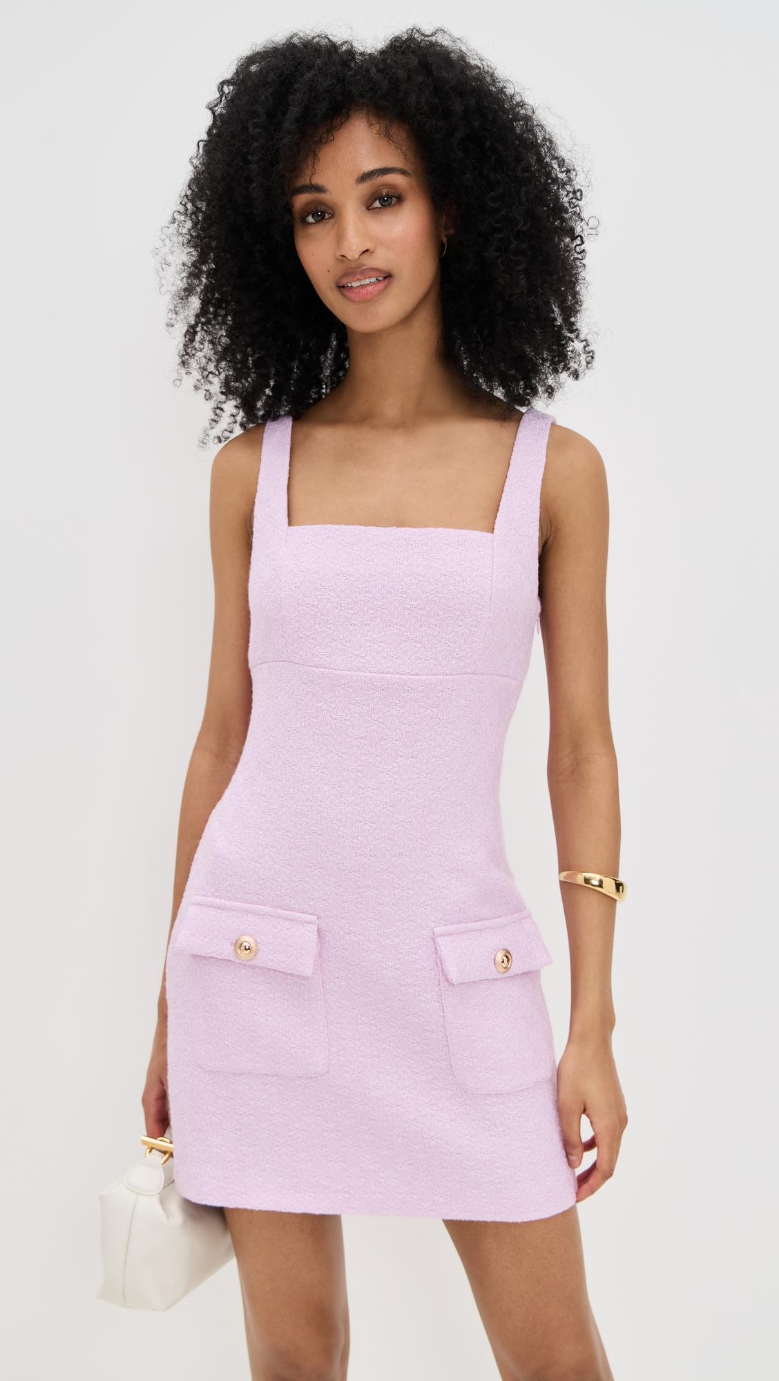 square neck tweed mini dress