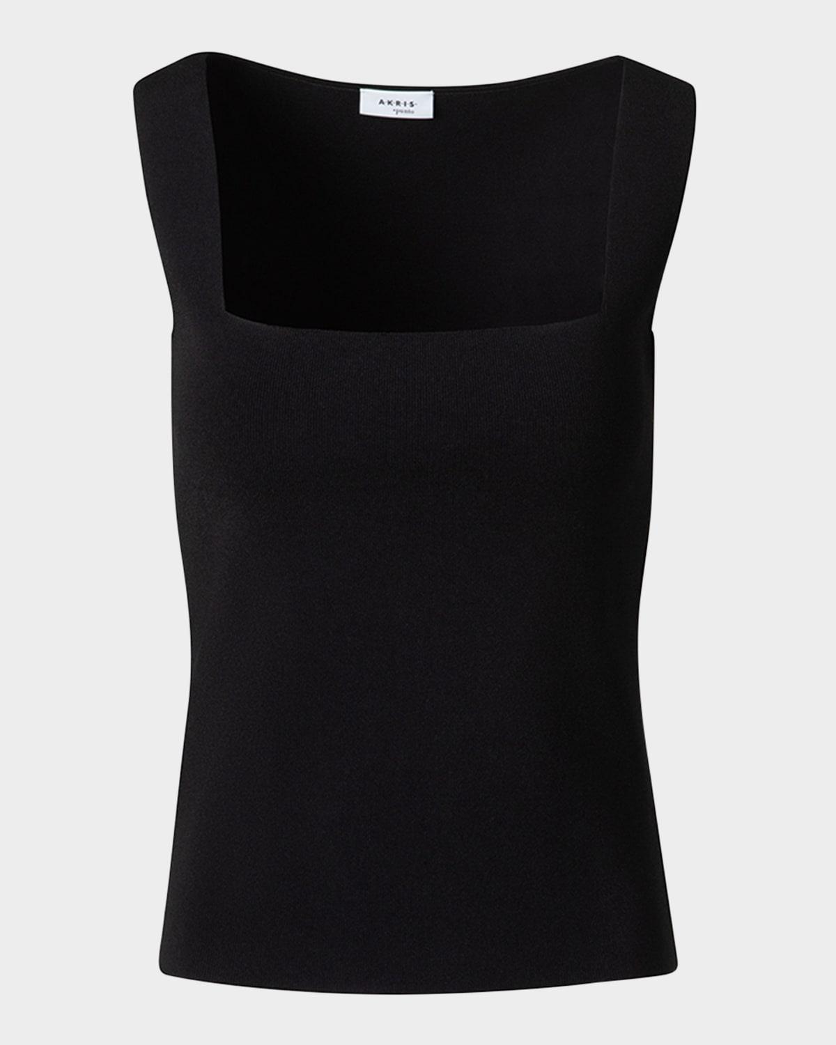 square-neck viscose stretch rib tank top