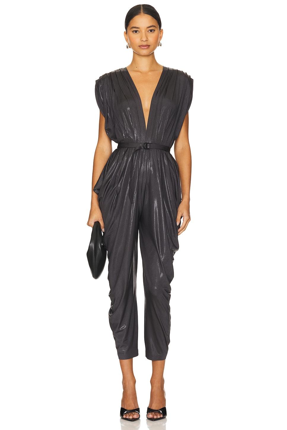 square sleeve waterfall jumpsuit