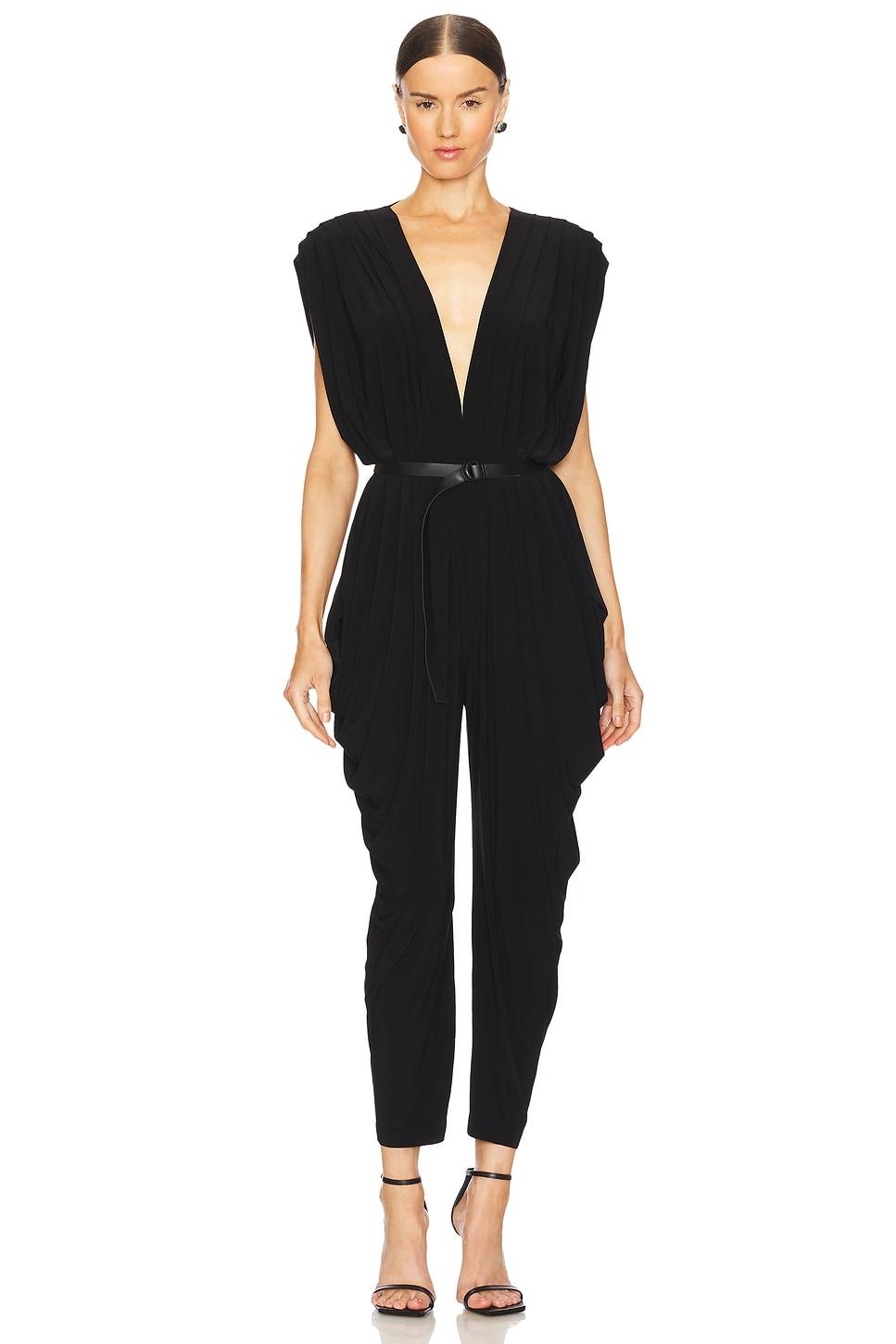 square sleeve waterfall jumpsuit
