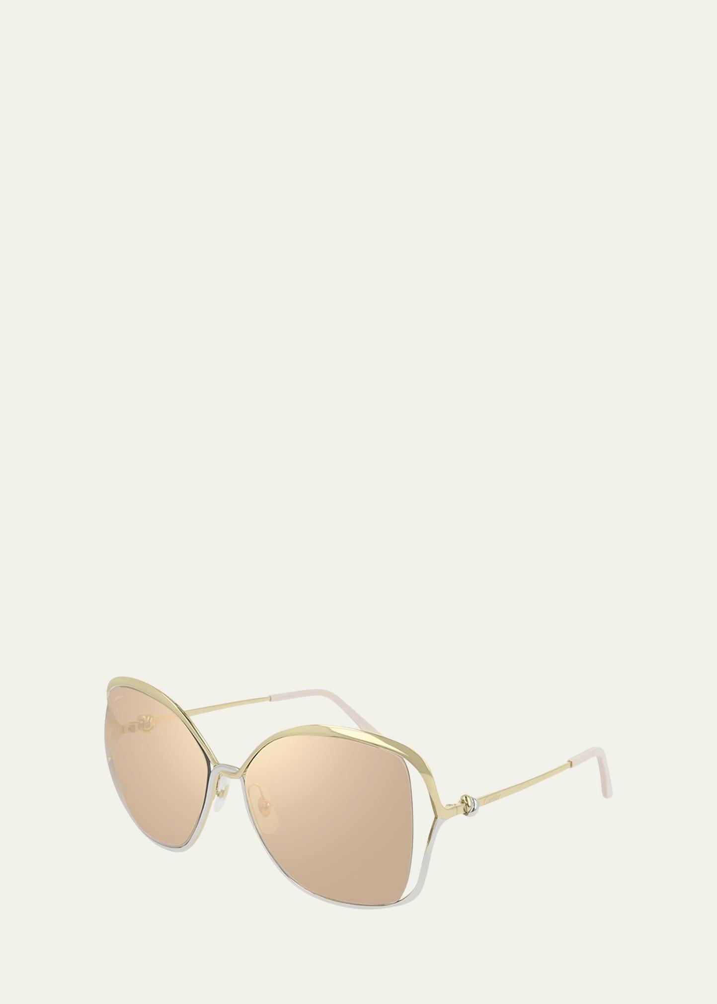 square two-tone metal sunglasses