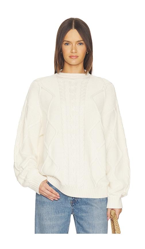 srg amberlyn roll neck cable sweater in ivory.