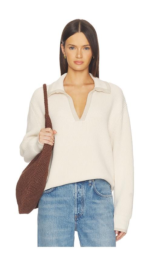 srg dae contrast polo sweater in ivory.