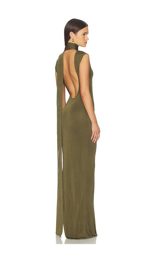 srg dianne scarf wrap gown in green.