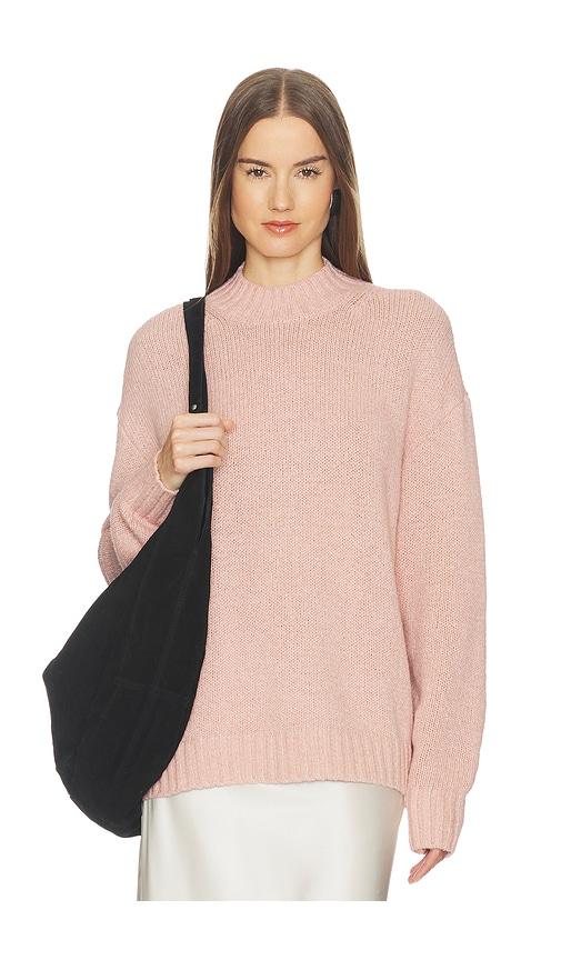 srg everlie mockneck sweater in pink.