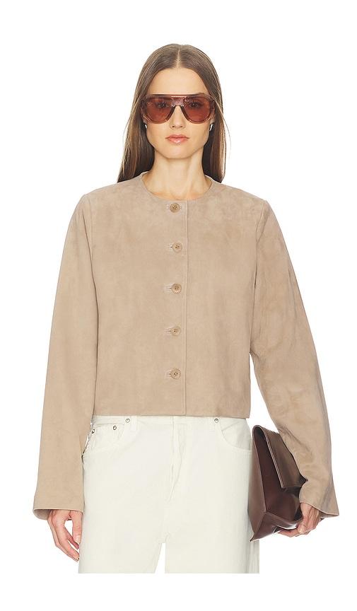 srg jemma suede jacket in taupe.