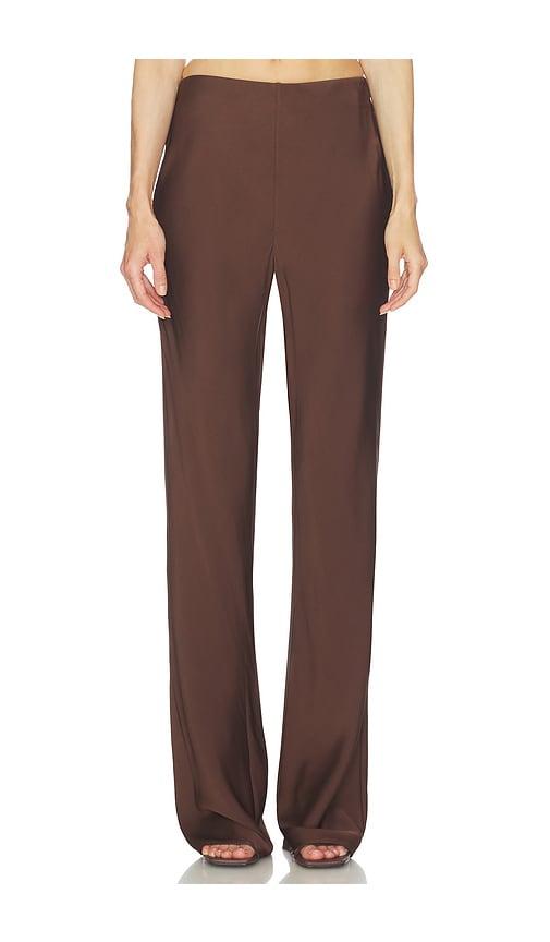 srg lennon silk pant in brown.