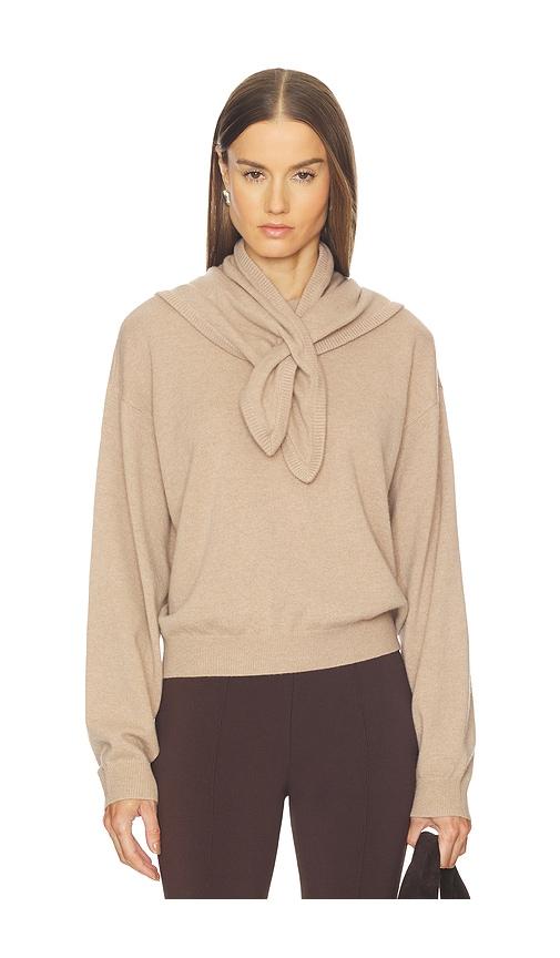 srg lue detachable kerchief sweater in taupe.