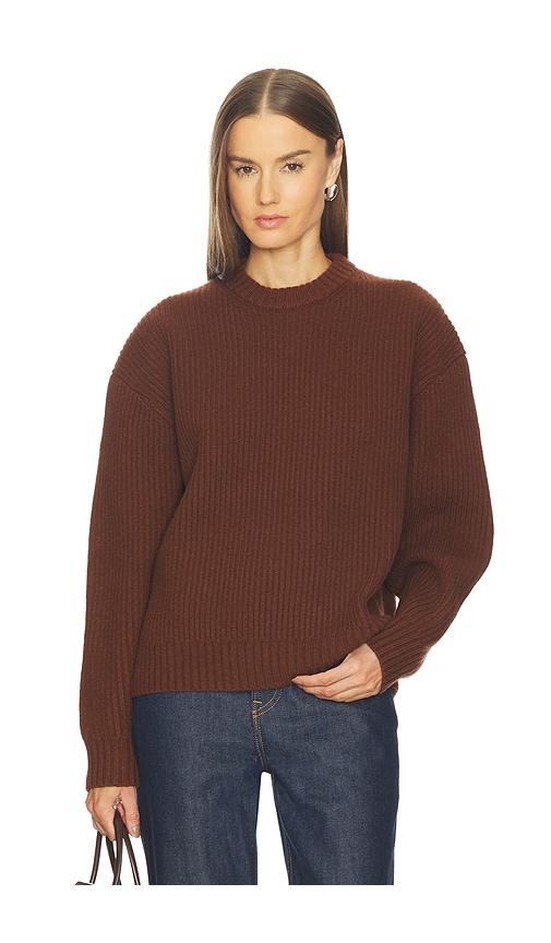 srg madisyn classic knit crewneck in brown.